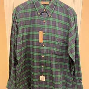 Green and Blue Plaid Casual Button Down Shirt